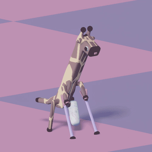 Gilbert auf Krücken