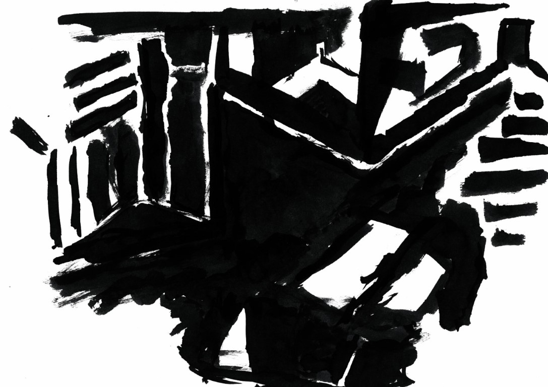 Abstrakte Tuschezeichnung