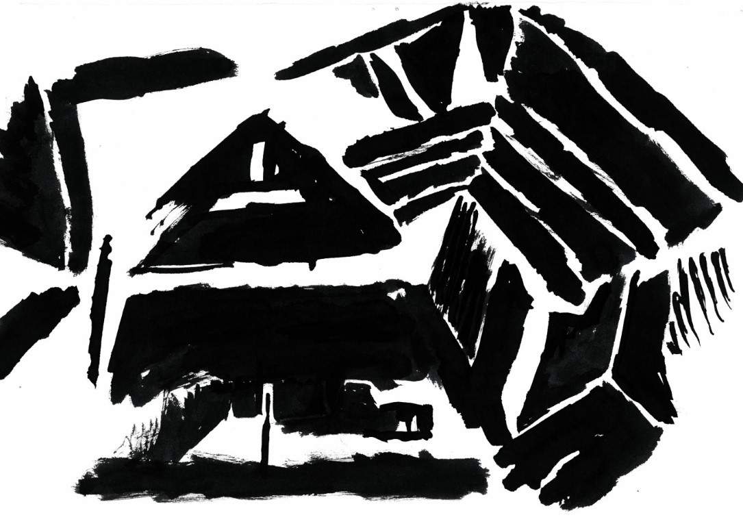 Abstrakte Tuschezeichnung