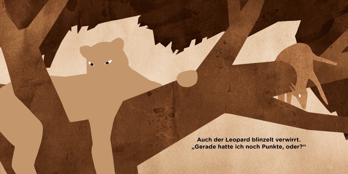 Leopard auf Baum ohne Flecken