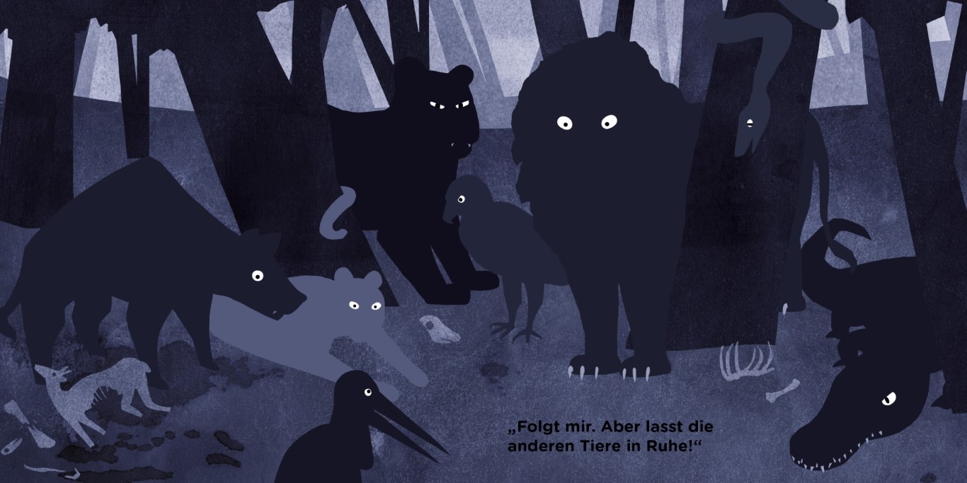 Raubtiere im dunklen Wald